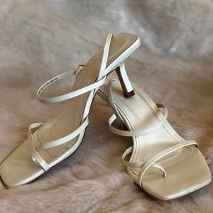 Zara square toe kitten heel sandals.  6